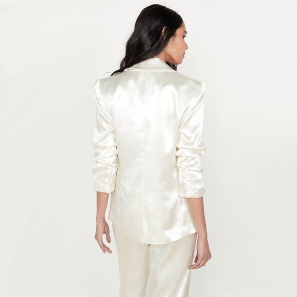 NWT Cinq à Sept ivory shimmery ruched blazer jacket, 0 - Picture 3 of 11